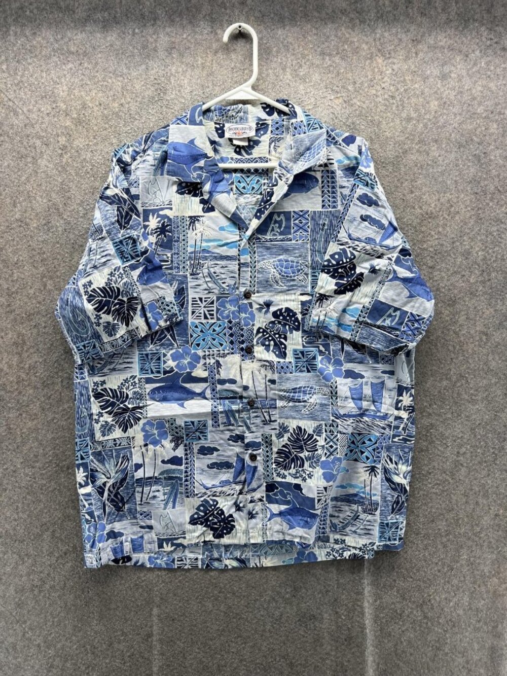 Pacific Legend Apparel Shirt Mens XL Blue Hawaiian Vintage USA Button Up Aloha